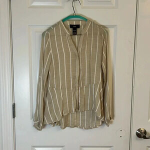 Rain Brand High Low Long Sleeve V-Neck 100% Viscose Shirt Size S